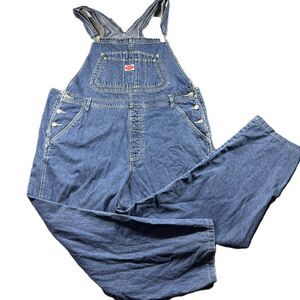 Revolt Women Overalls Vintage Y2K Denim Bibs Jean Baggy Wide Leg Size 22 H294